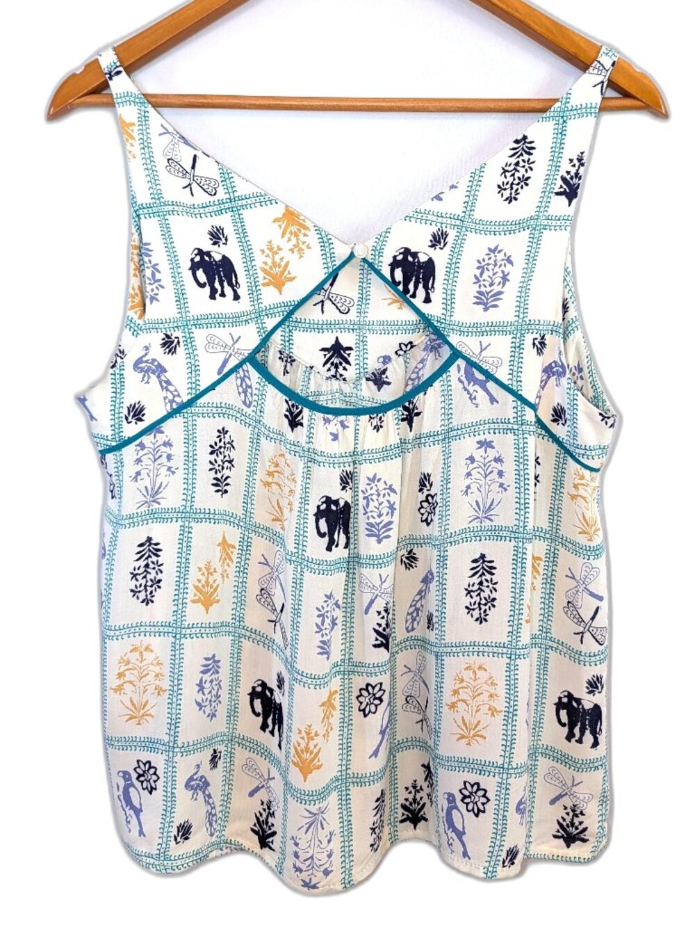 Maeve | Anthropologie Mazie Tank Top Elephants & Dragonflies | Size Medium - Picture 6 of 11